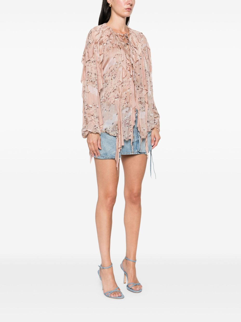 ruffled printed blouse - 3