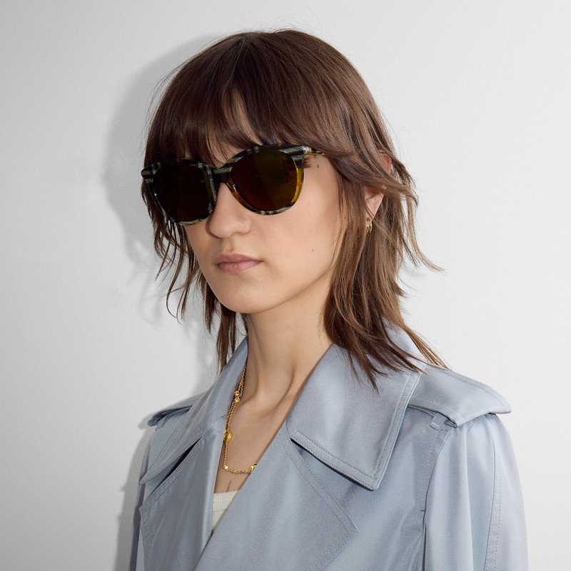 Burberry Tubular Check Round Sunglasses outlook