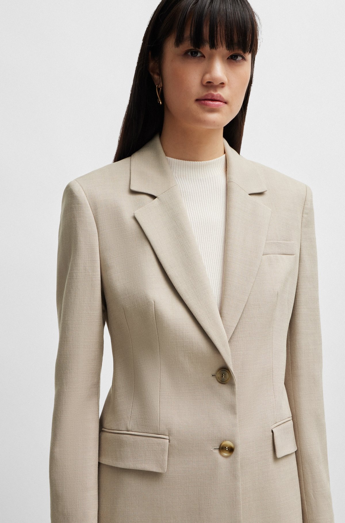 SINGLE-BREASTED JACKET IN STRETCH FABRIC - 5