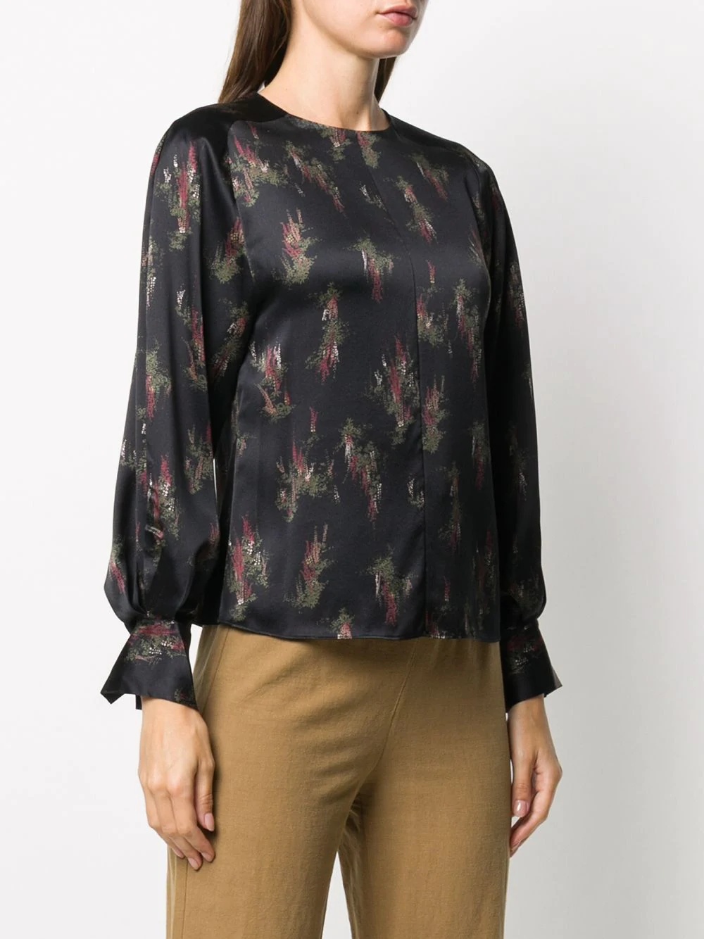 Wisteria print satin blouse - 3