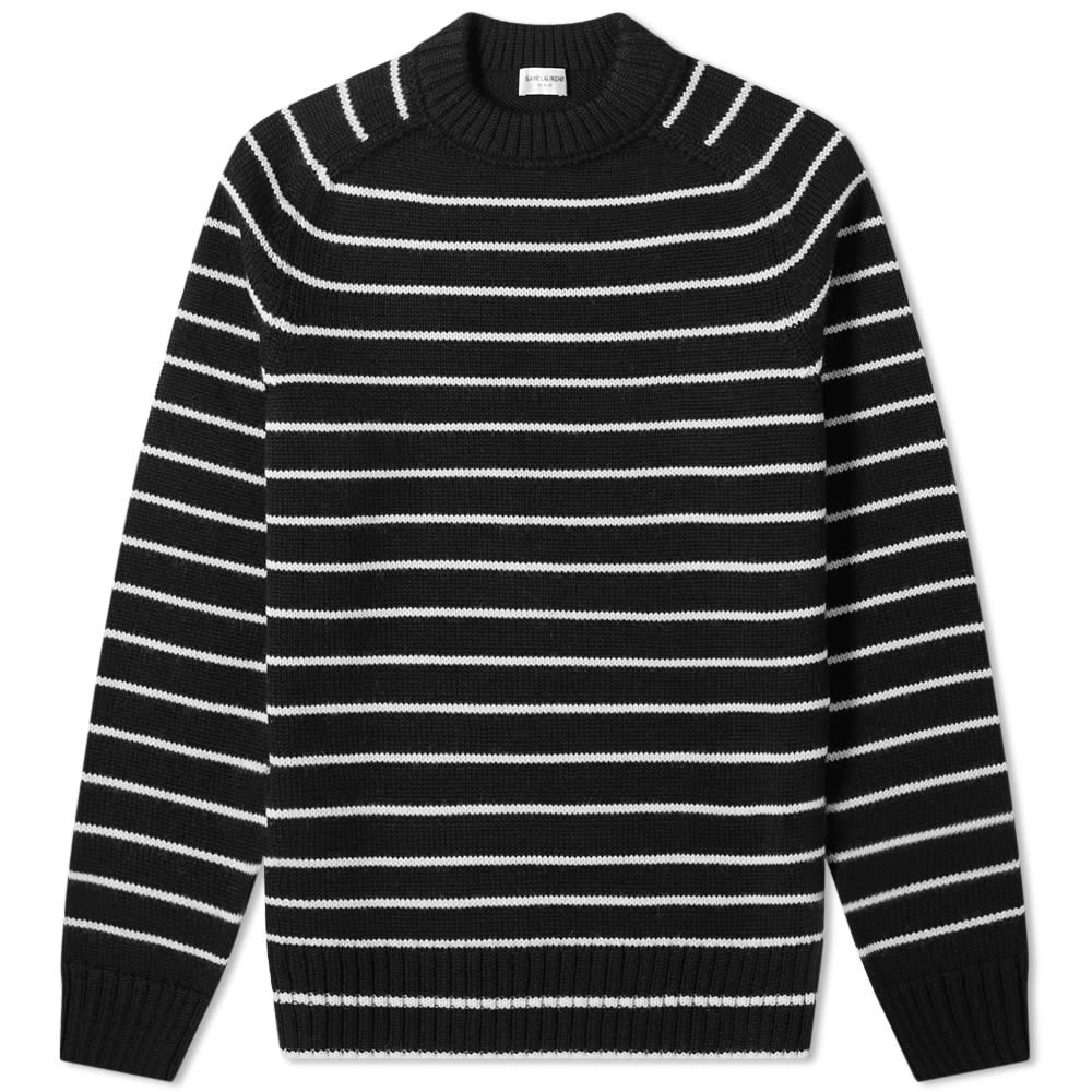 Saint Laurent Stripe Ribbed Crew Knit - 1