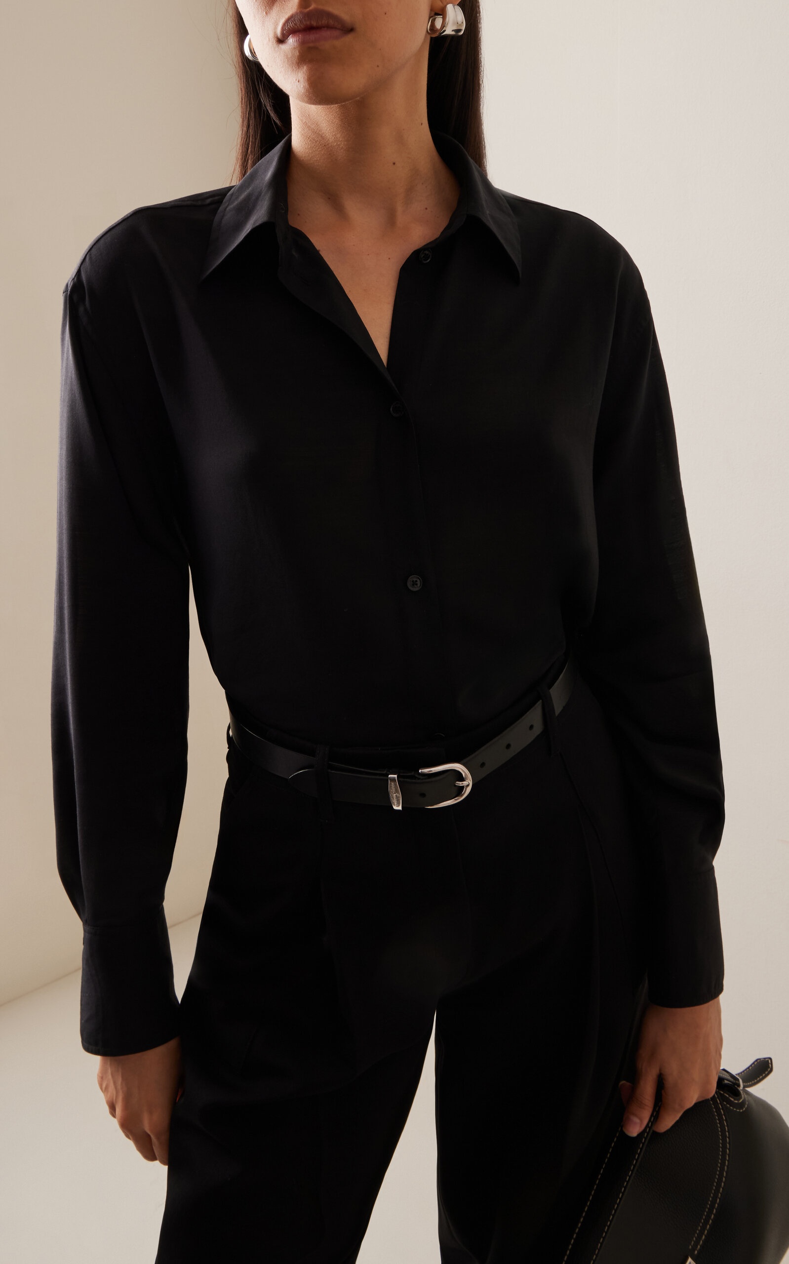 Relaxed Wool Voile Shirt black - 3