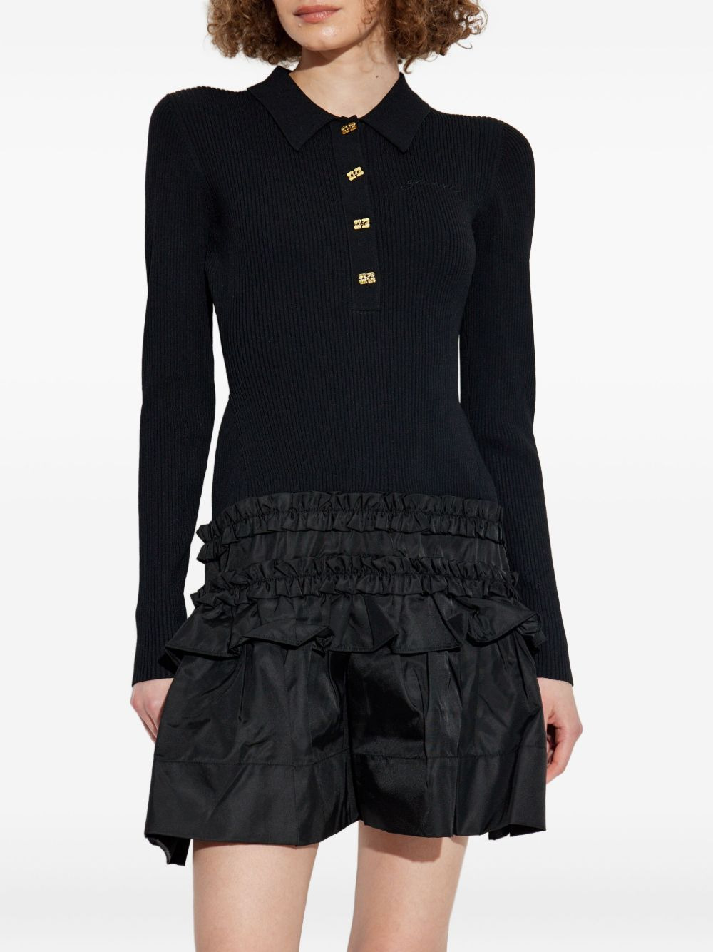 ribbed ruffled-skirt mini dress - 3