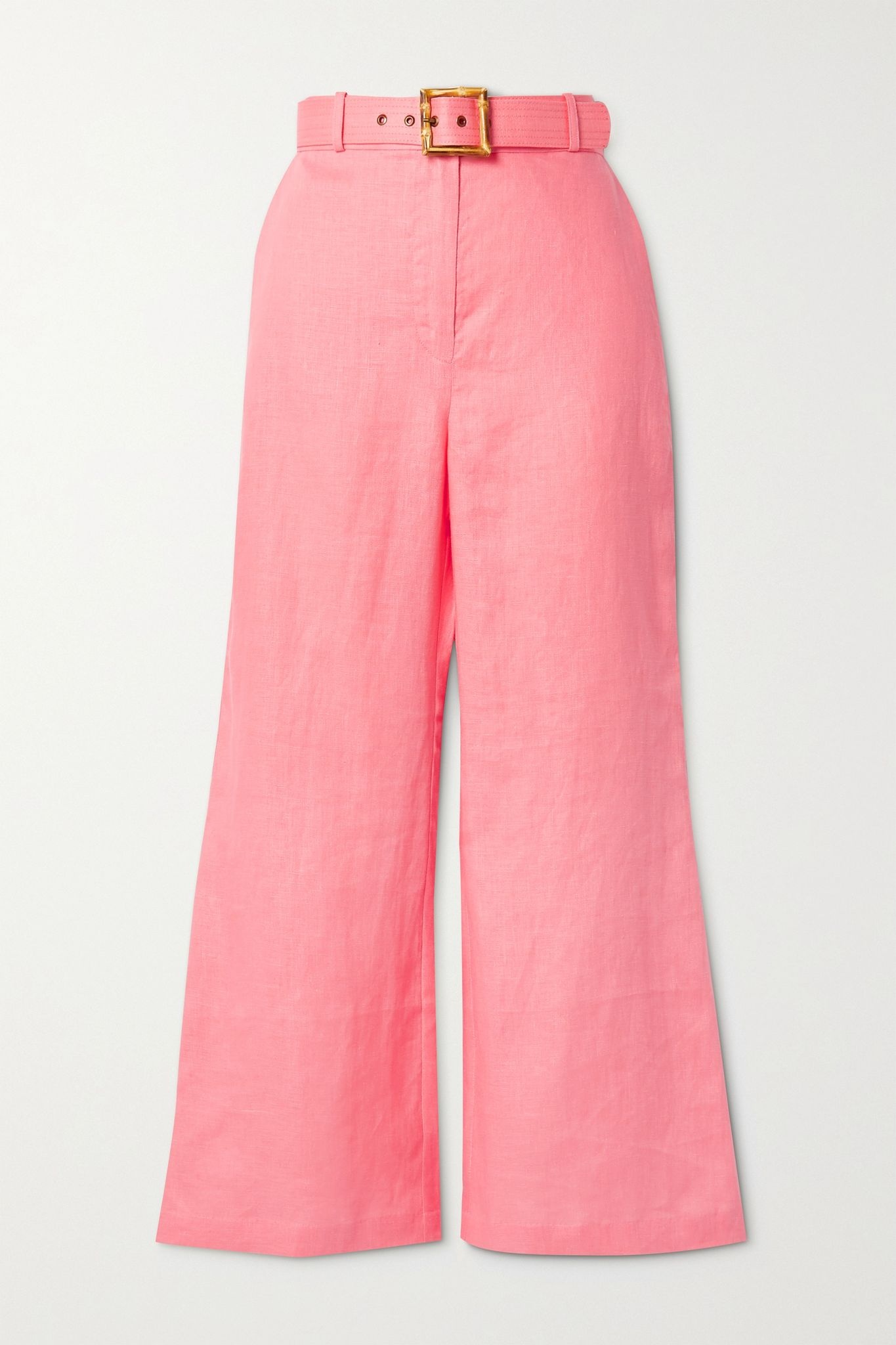 Poppy belted cropped linen wide-leg pants - 1