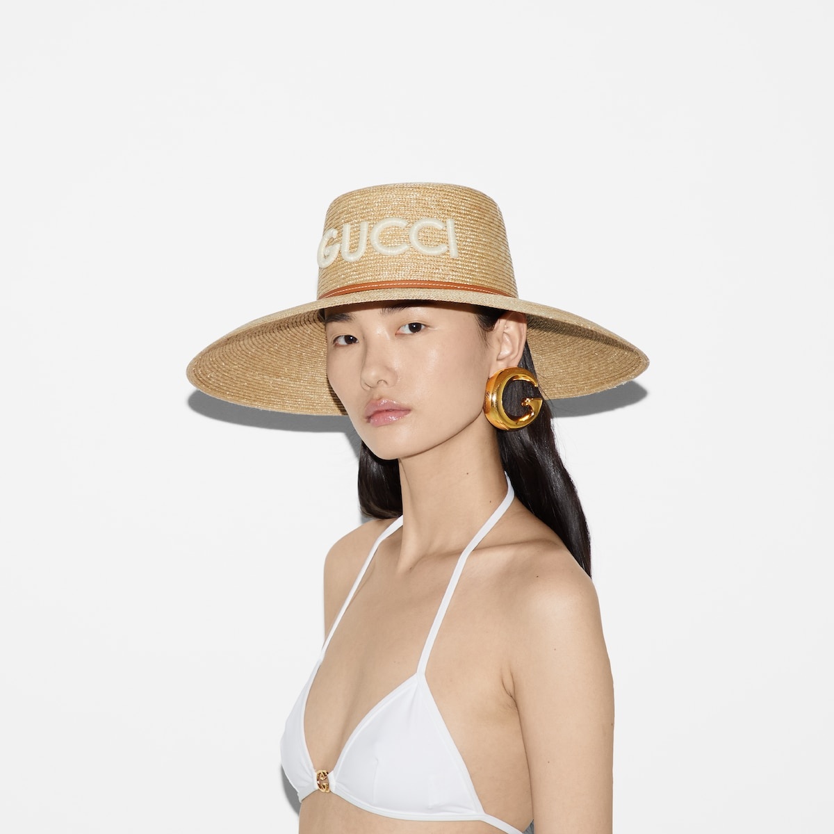 Straw wide-brim hat - 3