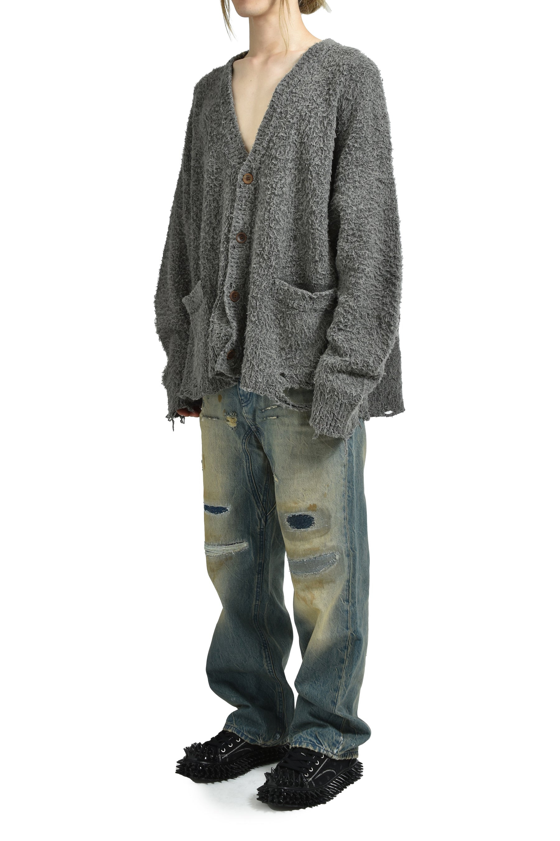 BACKBONE KNIT CARDIGAN / GRY - 4