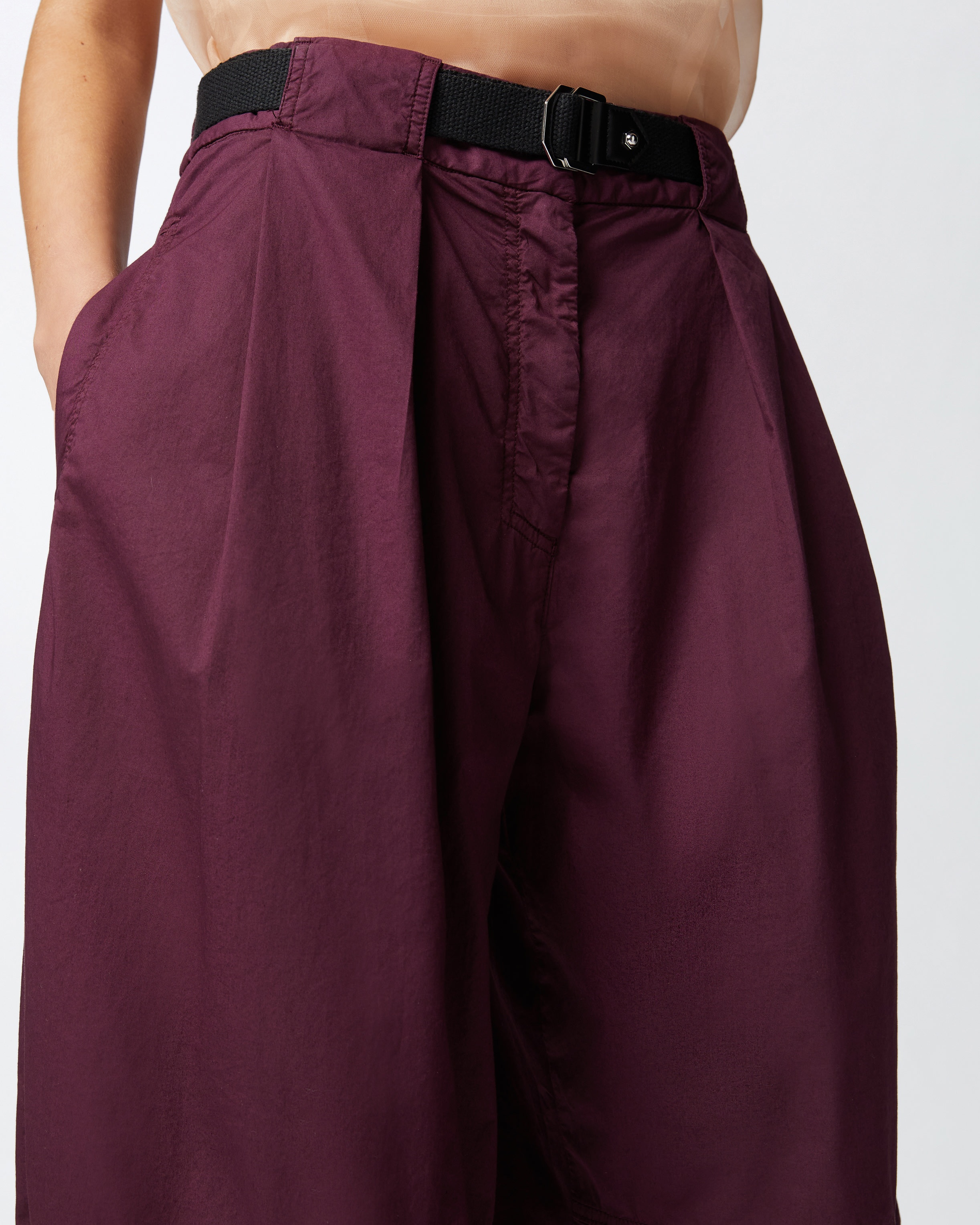 WIDE COTTON TROUSERS WITH BELT - 5