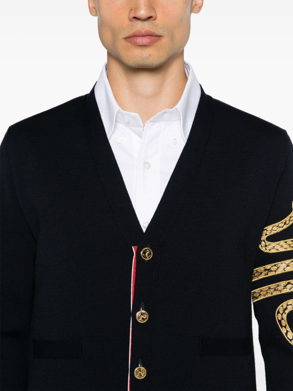 Lunar New Year Wool 4-Bar V Neck Cardigan - 5