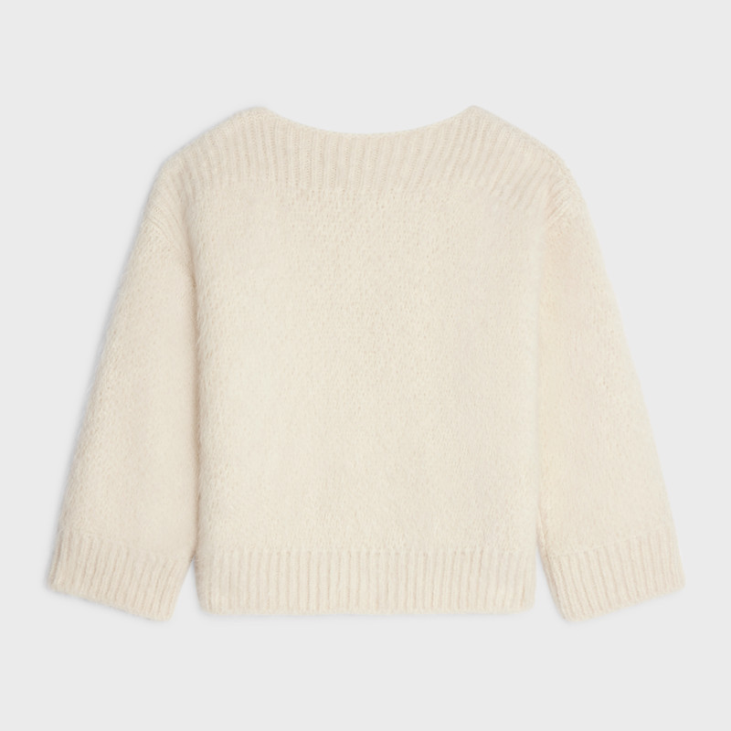 CELINE Boat neck triomphe sweater in alpaca wool outlook