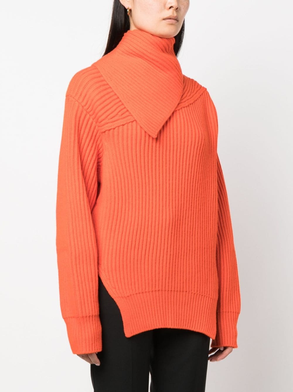 foldover-neck ribbed wool jumper - 3
