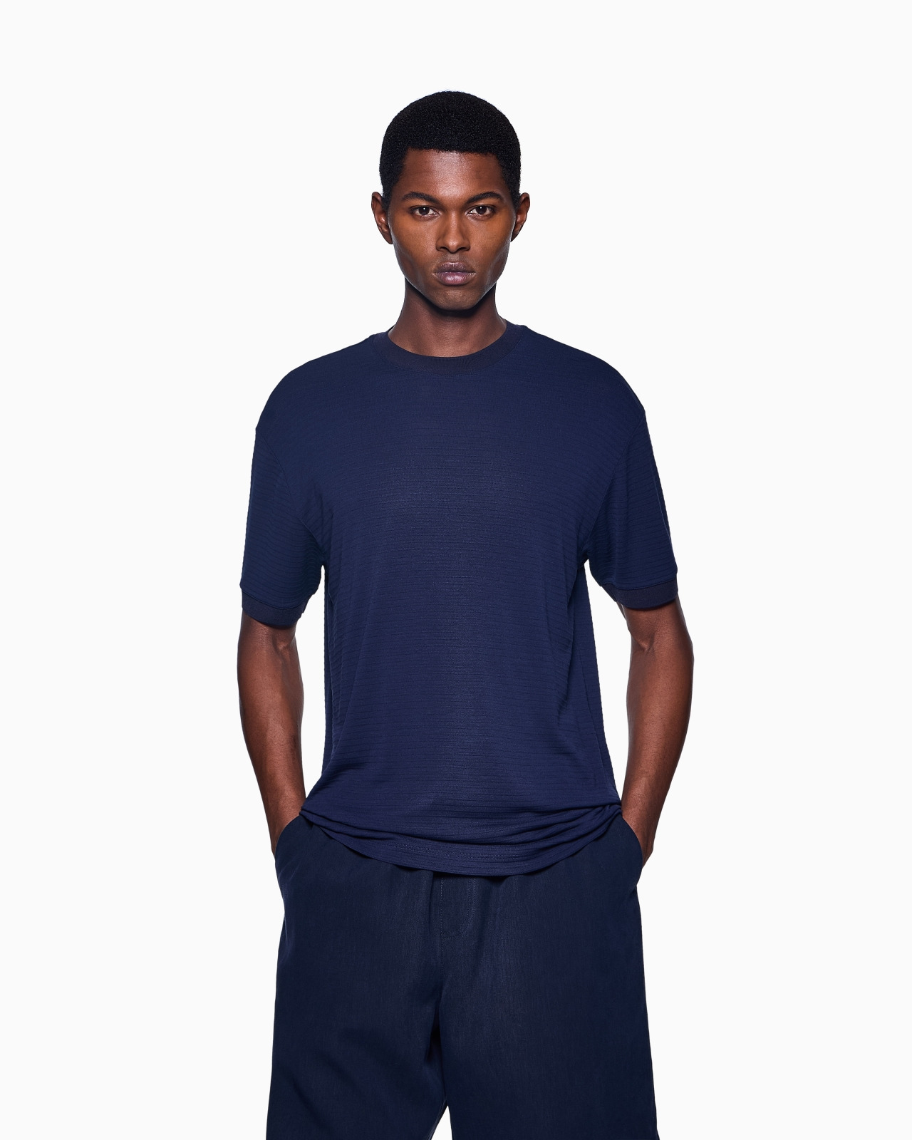 EMBROIDERED VISCOSE CREW-NECK T-SHIRT - 4
