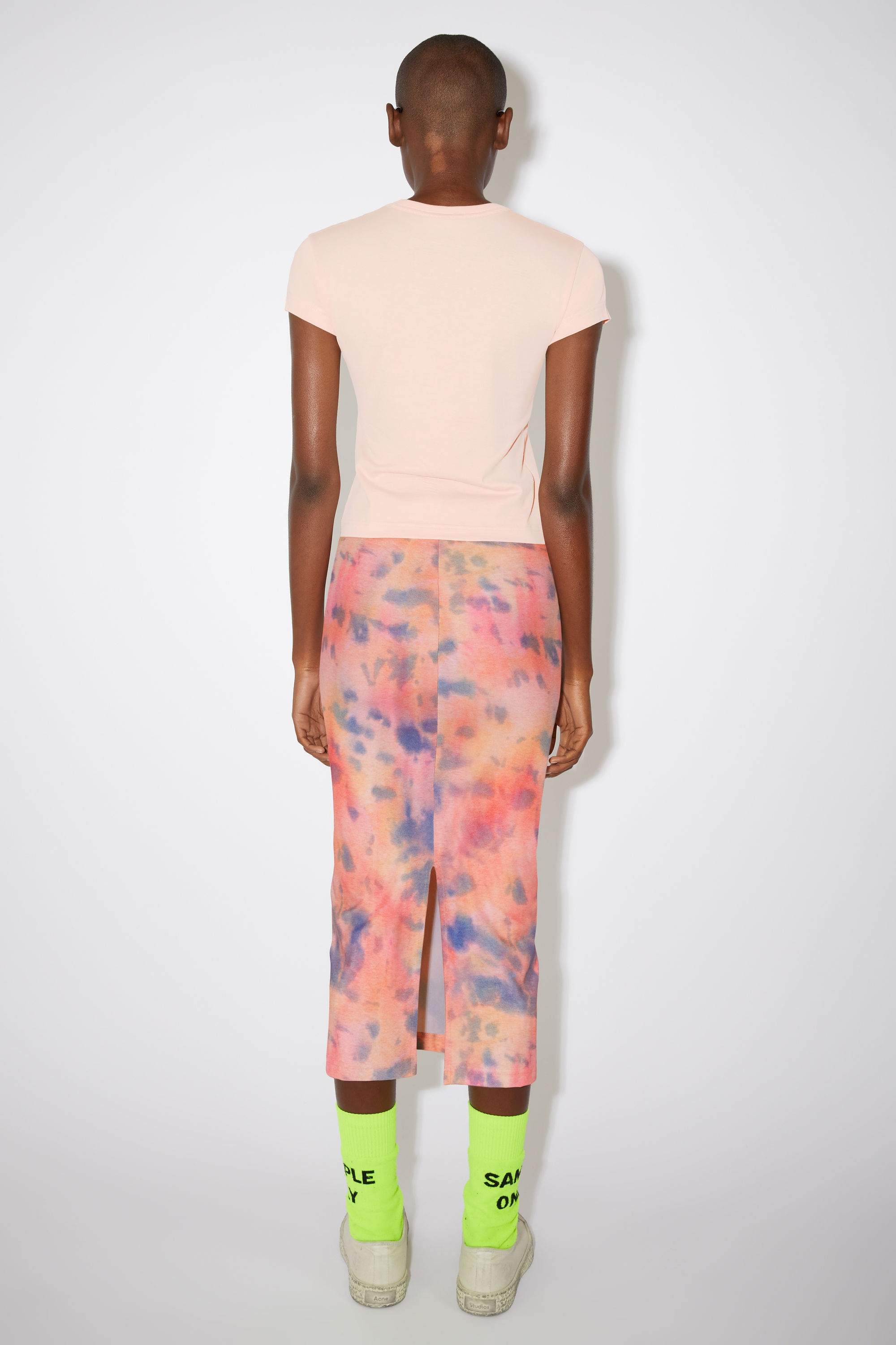 Jersey midi skirt - Peach orange - 3