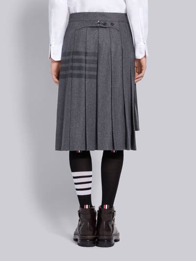 Thom Browne Medium Grey Wool Cashmere Flannel Knee Length Pleated 4-Bar Skirt outlook