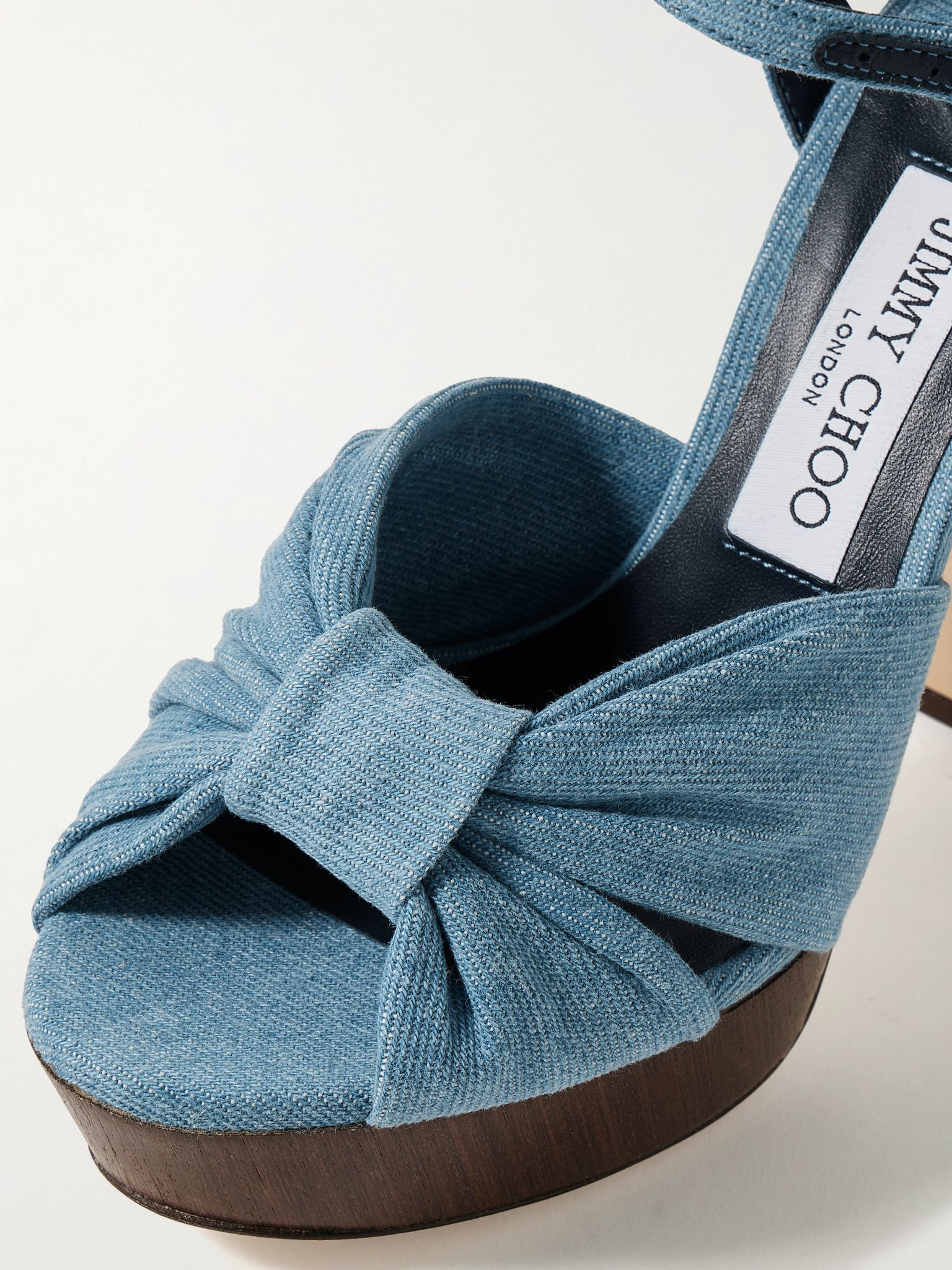 Heloise 120 knotted denim platform sandals Light denim - 4