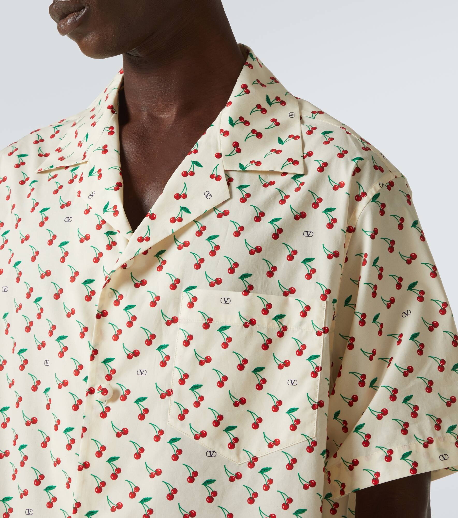 Printed cotton poplin bowling shirt - 5