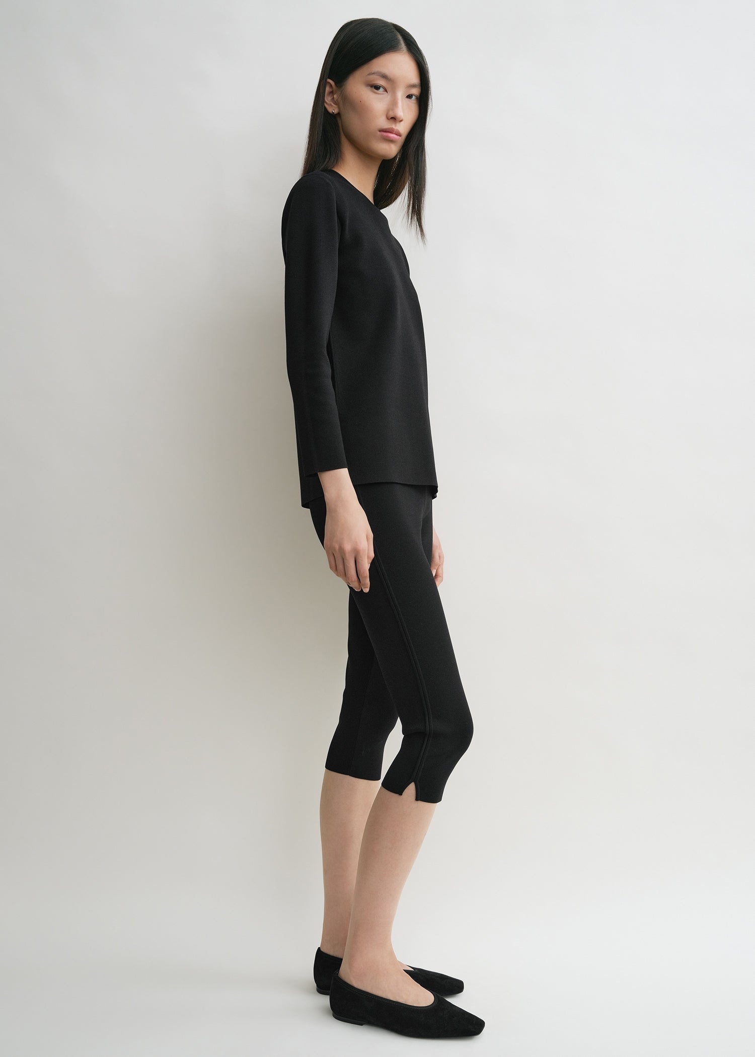 Compact knit capri trousers black - 3