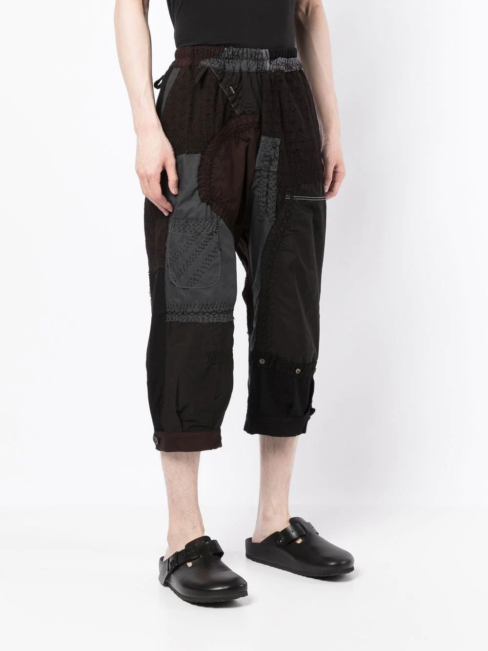 patchwork slip-on cropped trousers - 3