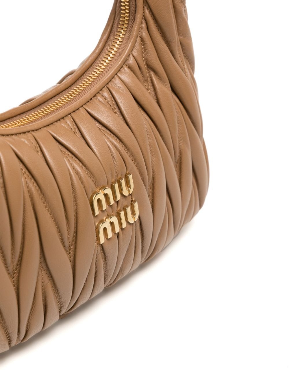 Miu Wander Leather Shoulder Bag in Brown - Miu Miu