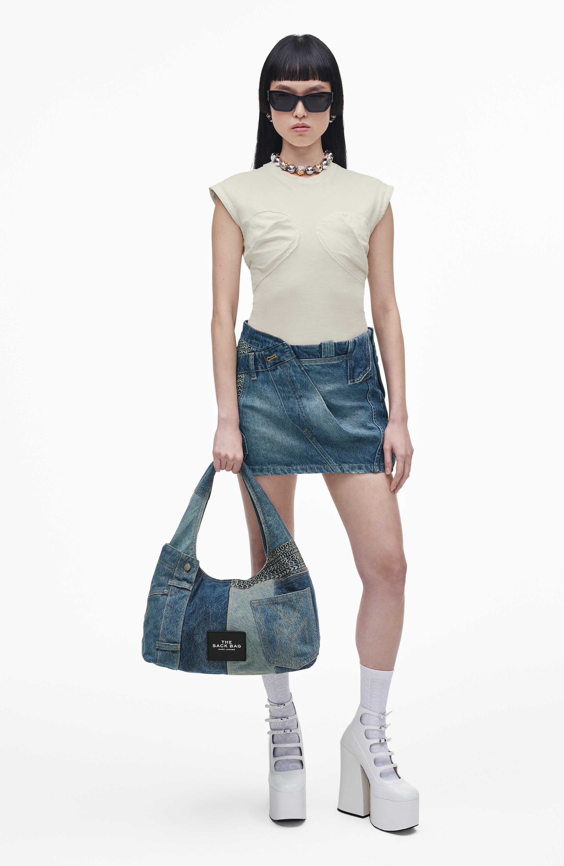 Marc Jacobs The Sack Deconstructed Denim Shoulder Bag in Indigo Multi at Nordstrom - 2