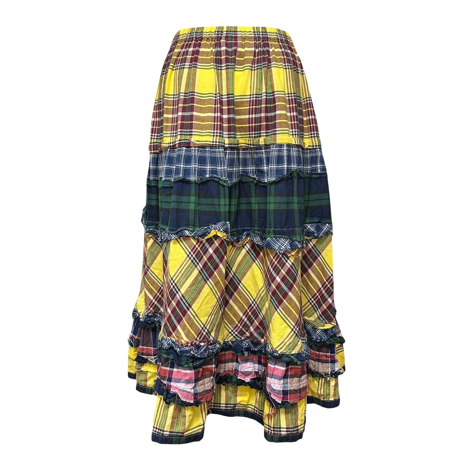 COMME DES GARÇONS Patchwork Checkered Flared Midi Skirt - 2