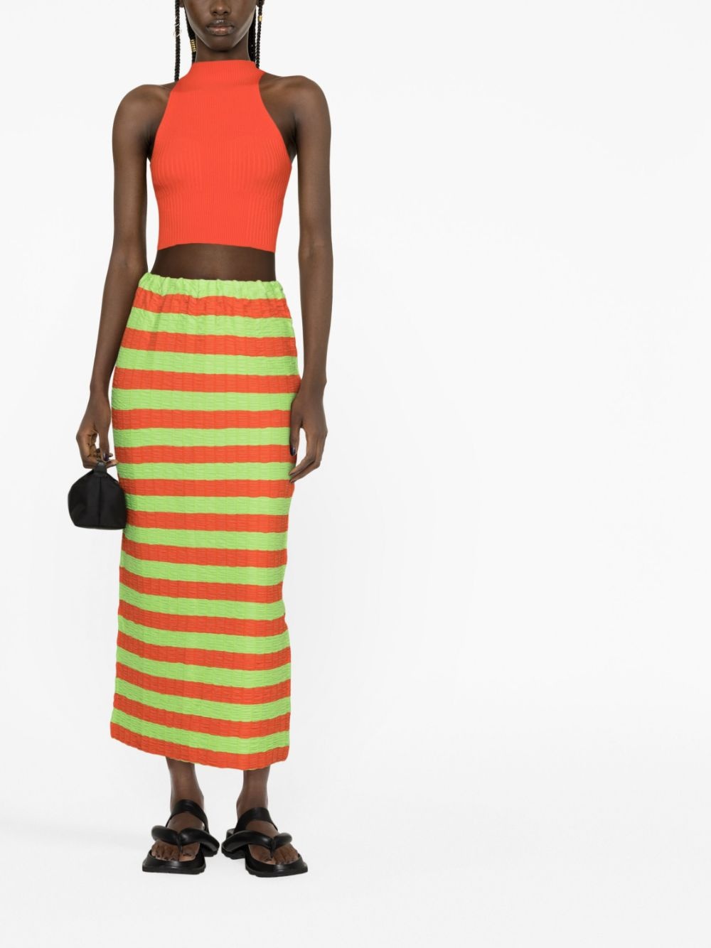 Curled striped midi skirt - 2