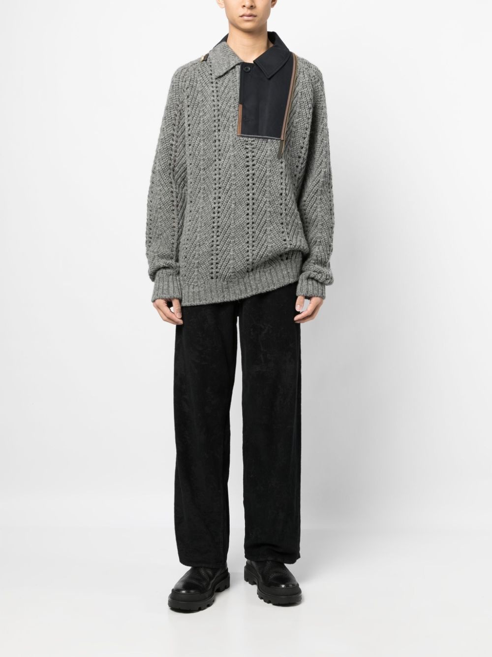 patchwork-design wool jumper - 2