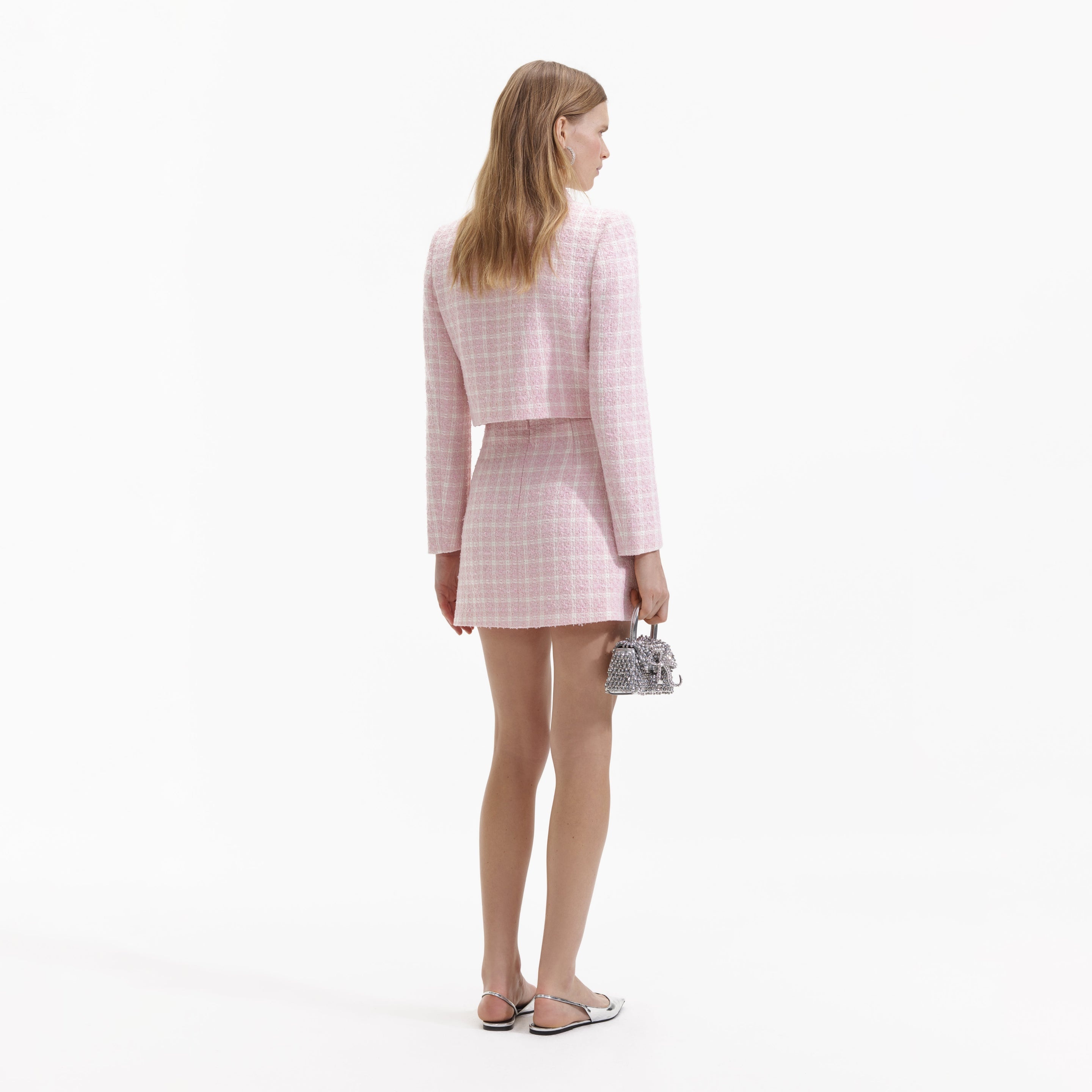 Pink Boucle Button Mini Skirt - 2