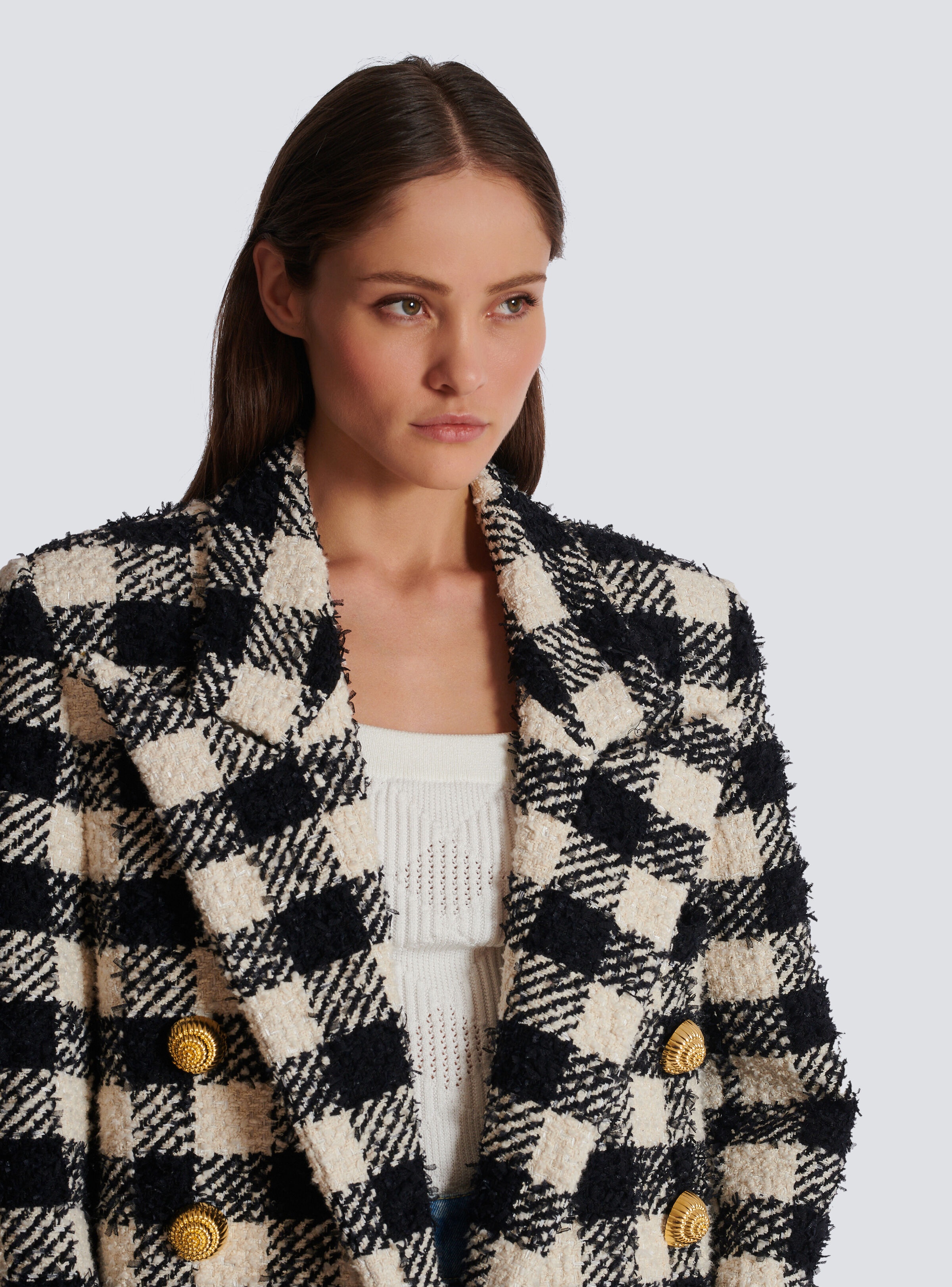 Long 6-button tweed coat - 8