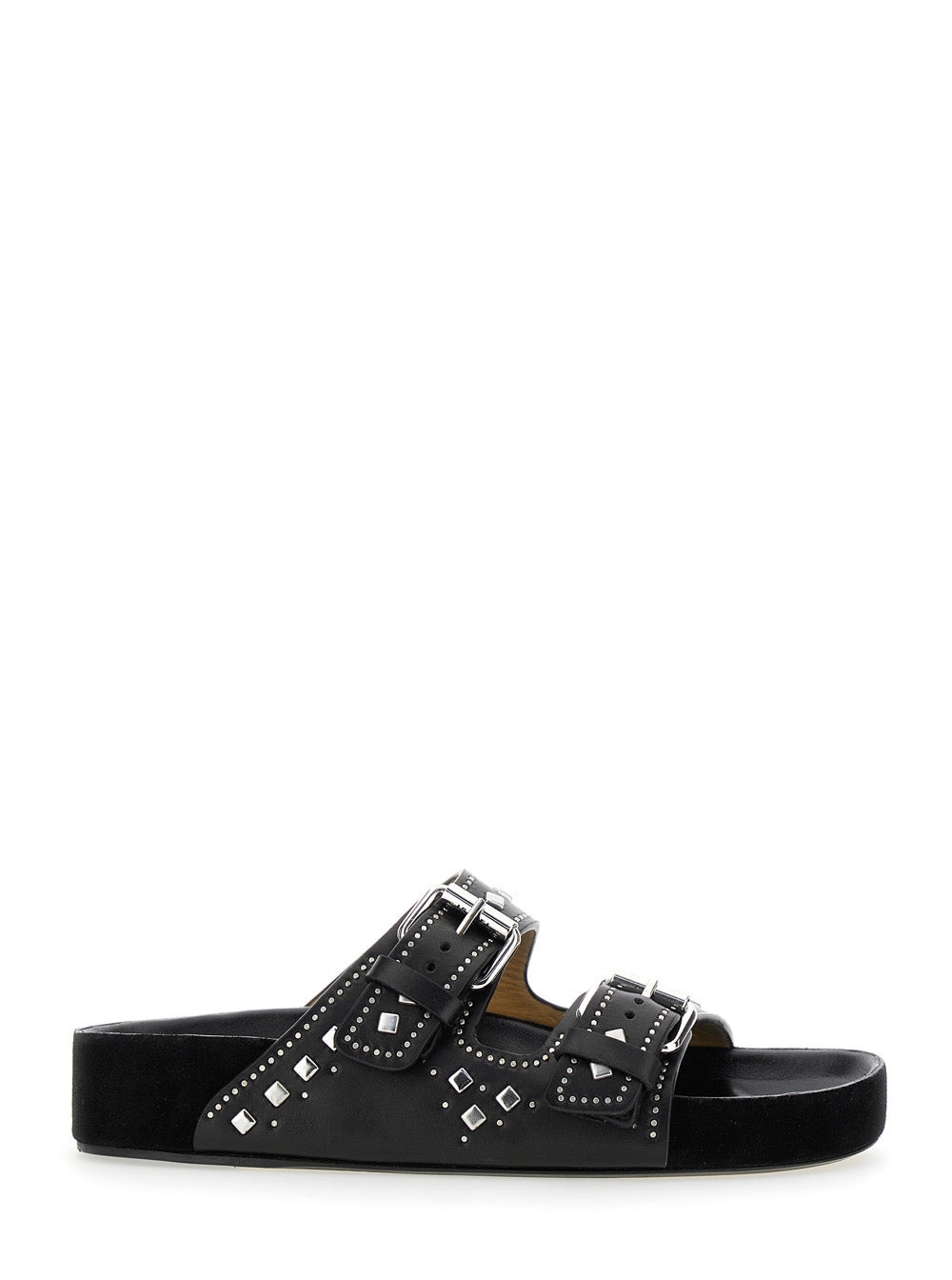 Isabel Marant Women 'Lennyo' Black Sandals With Stud Embellishments And Moulded Footbed In Leather W - 1