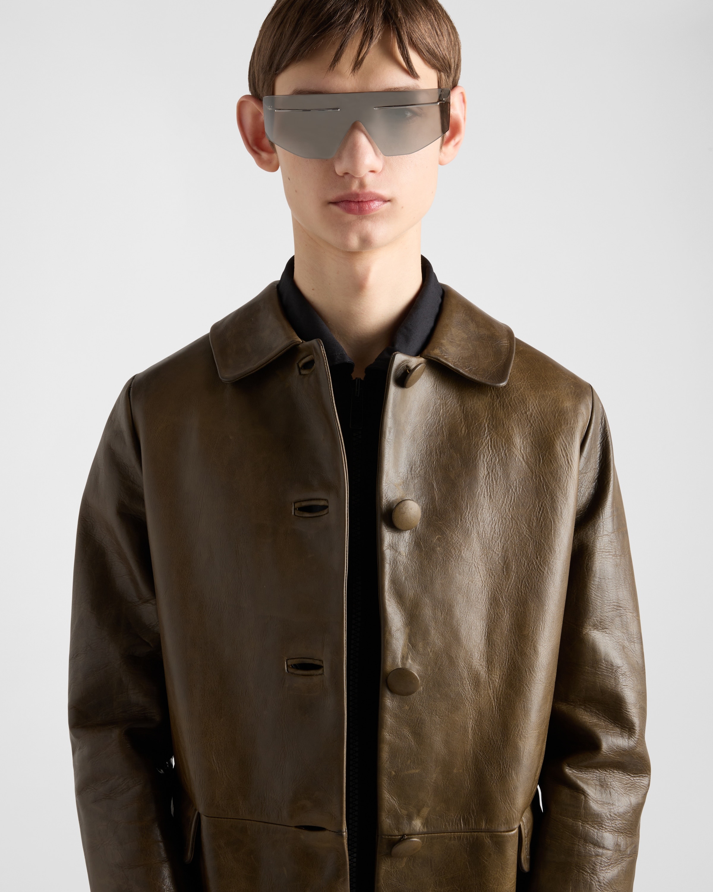 Leather blouson jacket - 3
