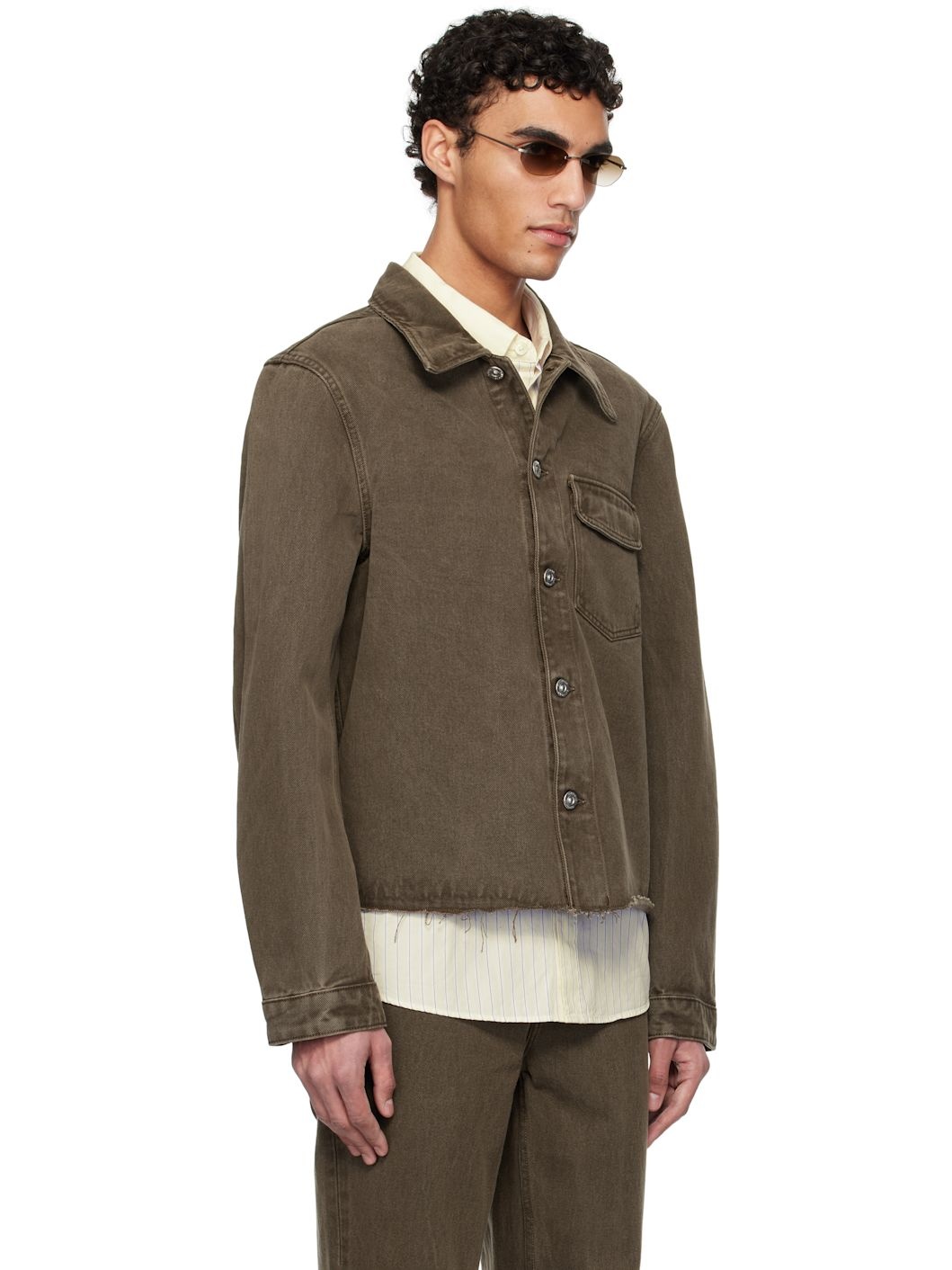 Brown Cut Rebirth Denim Jacket - 2