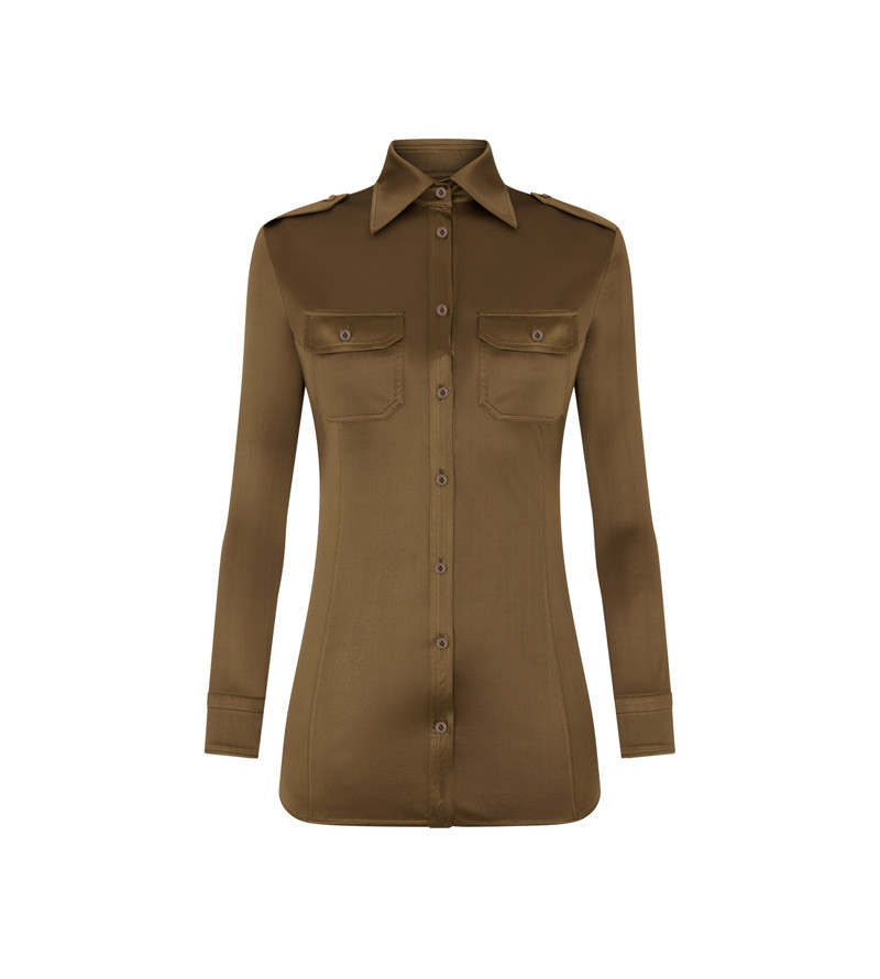 SHIMMERY JERSEY MILITARY FITTED SHIRT 1