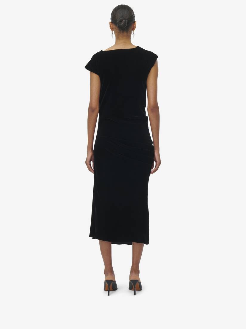 Asymmetric Draped Dress - 6