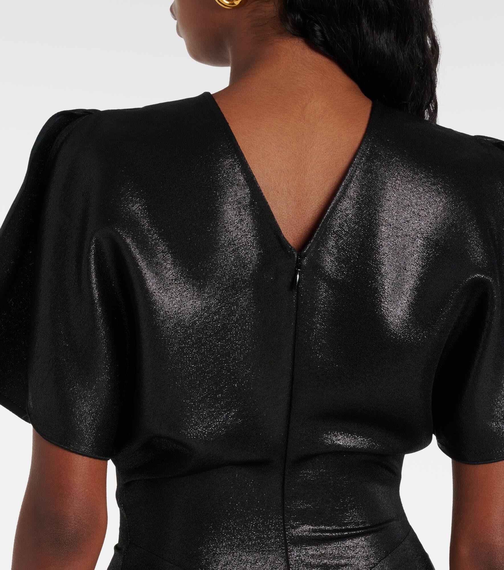 Gathered lamé midi dress - 7