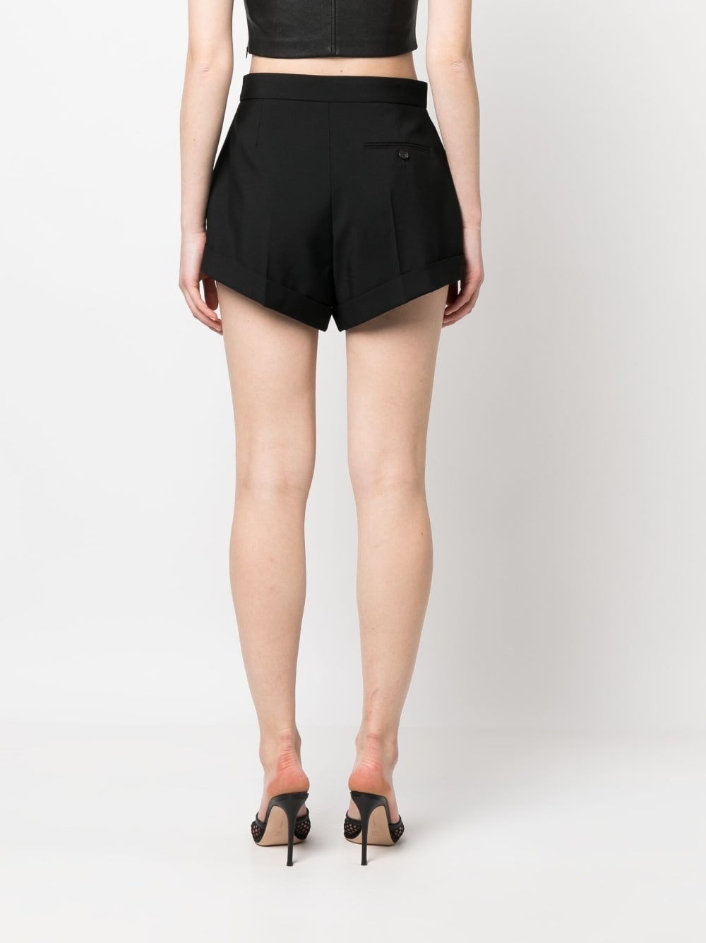 pleat-detail wool tailored shorts - 4