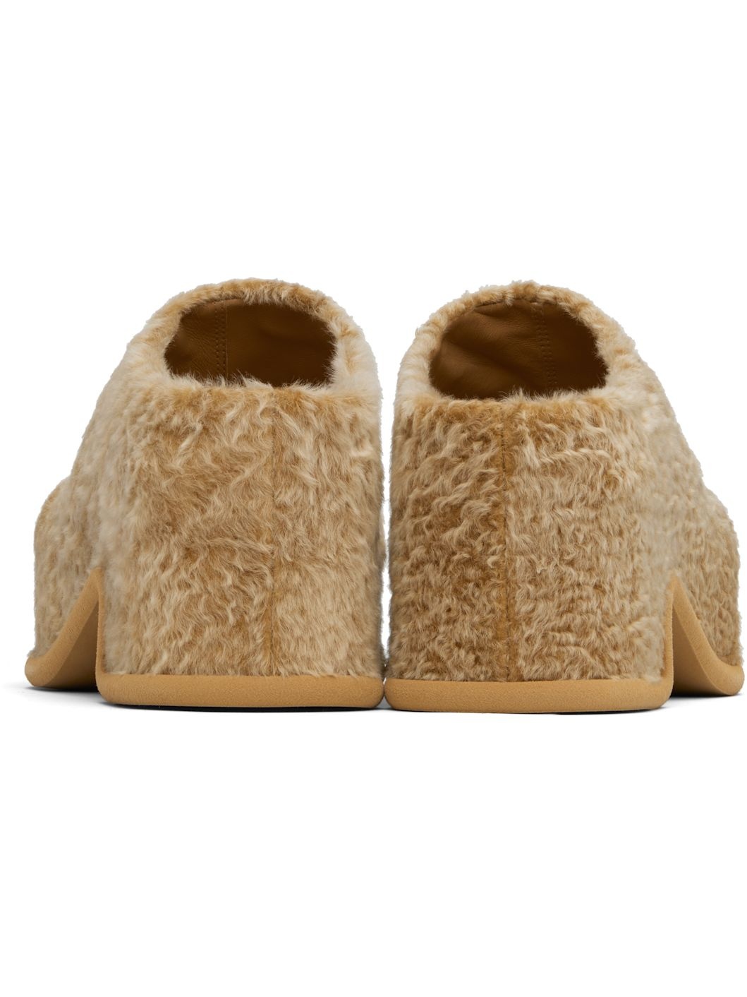 Beige Shearling Slip-on Loafers - 2