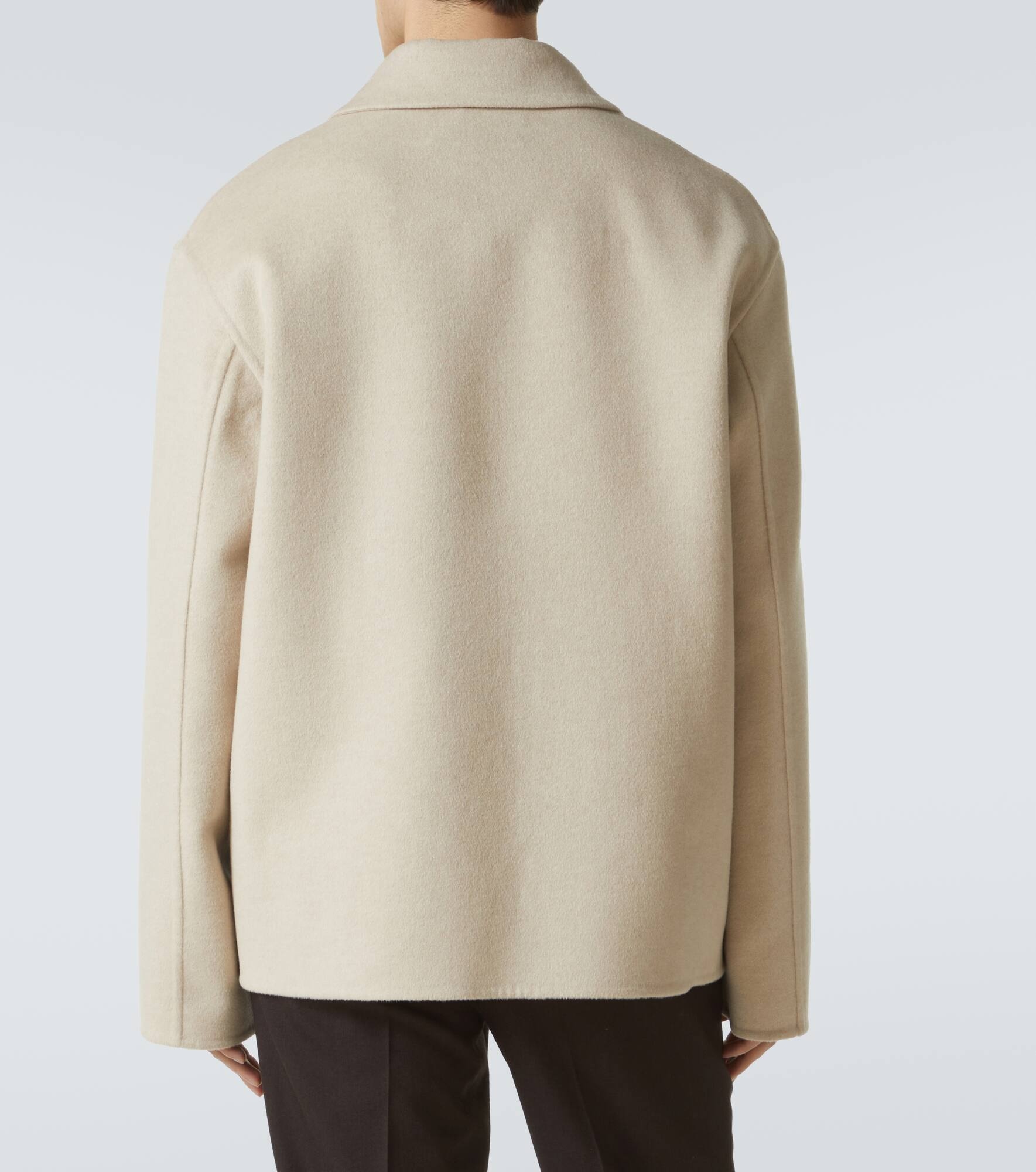 Leather-trimmed wool and cashmere jacket - 4