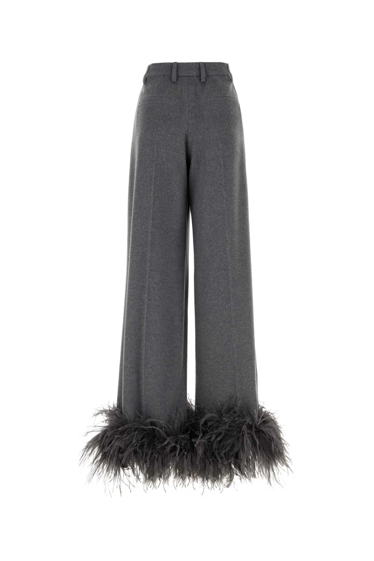 Prada Women Grey Cashmere Wide-Leg Pant - 2