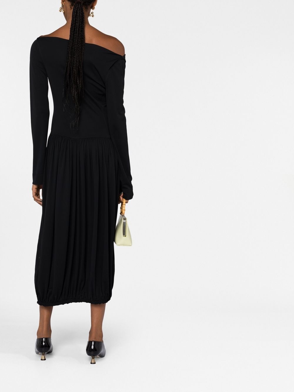 long-sleeve asymmetric midi dress - 4