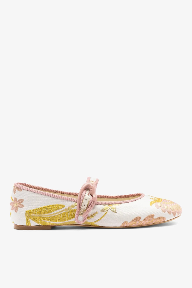Larroudé by Markarian: Verona Ballet Flat Mist Floral Brocade 1