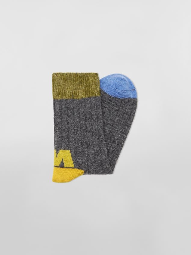 GREY WOOL SOCK WITH LOGO M JACQUARD - 2