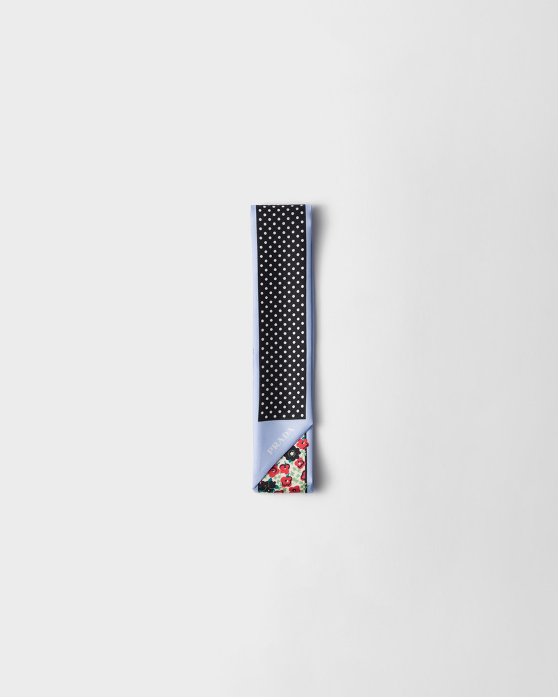 Printed silk twill skinny scarf 1