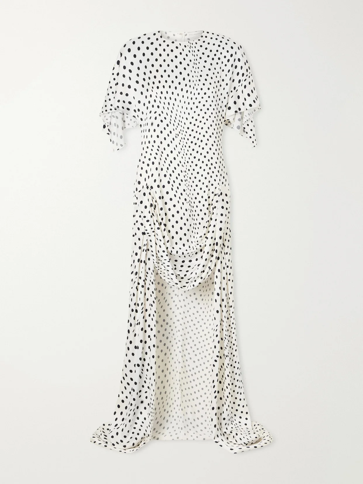 Asymmetric Polka-dot Satin Midi Dress - 1