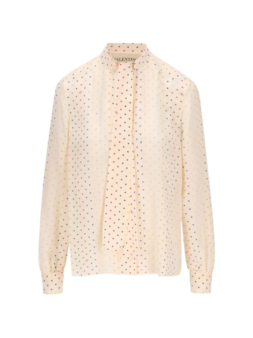 star-print pussy-bow blouse - 1
