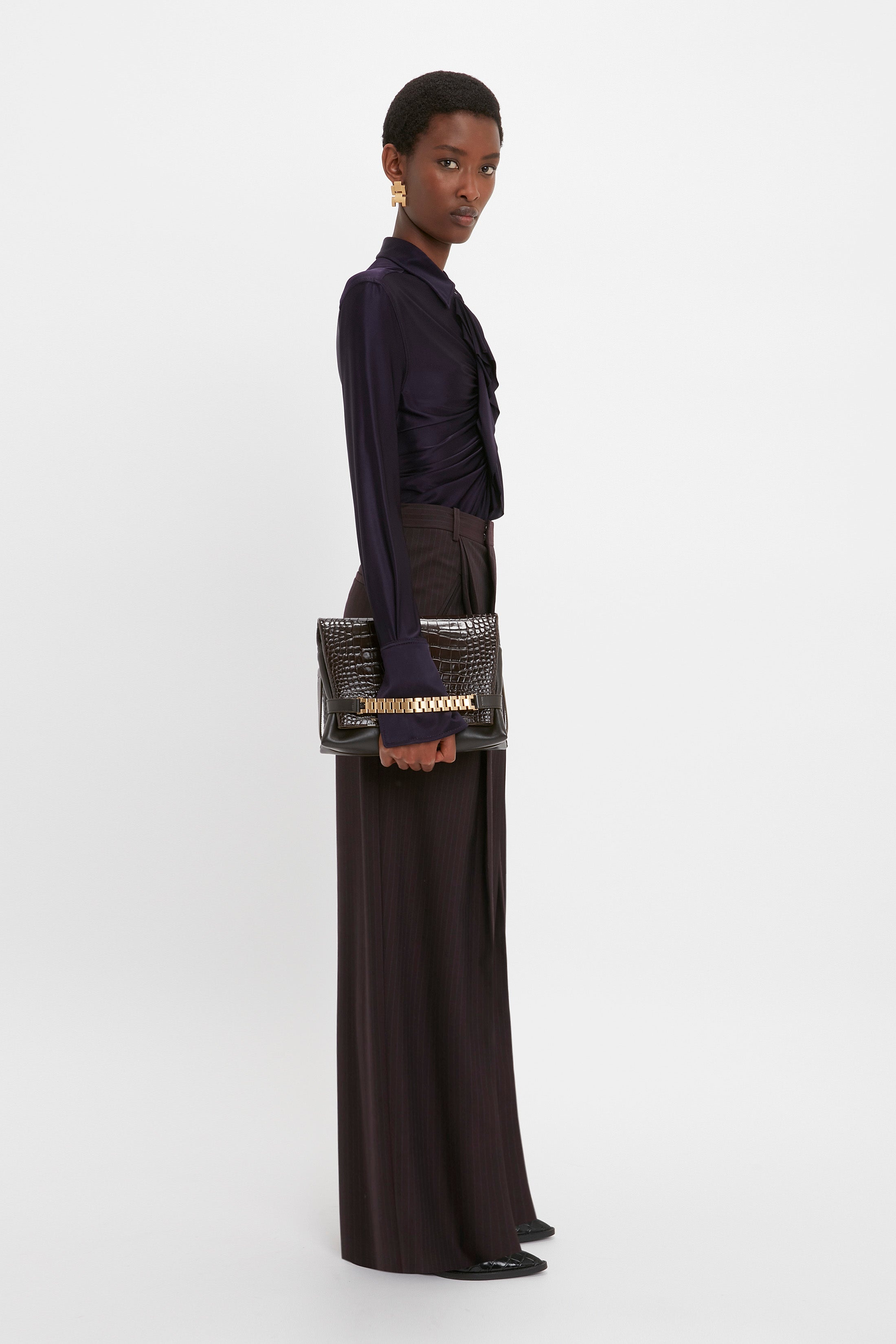 Wide Leg Trouser In Blackberry Azure - 5