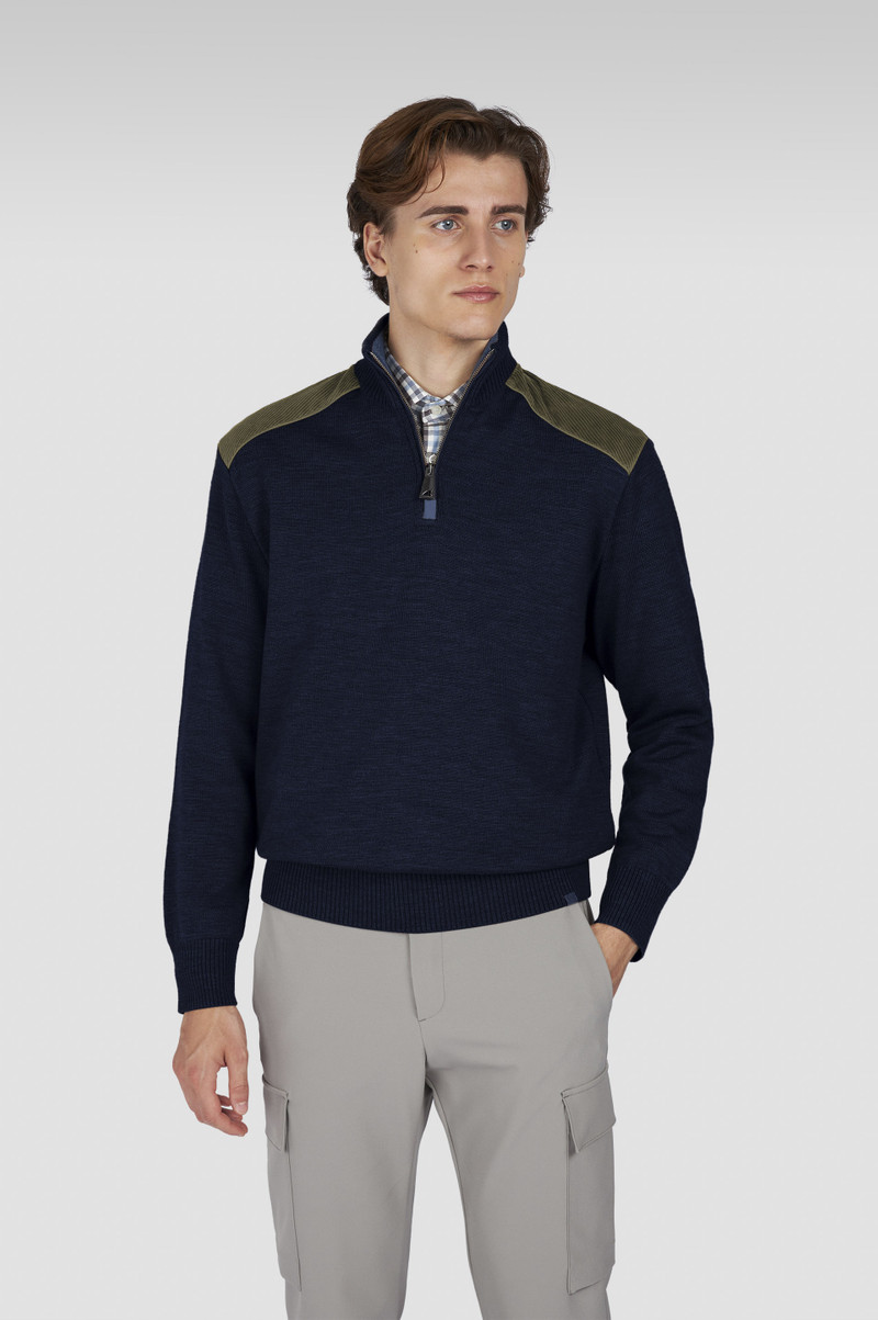 SOFT COOL TOUCH WOOL HALF ZIP SWEATER WITH VELVET DETAILS 6