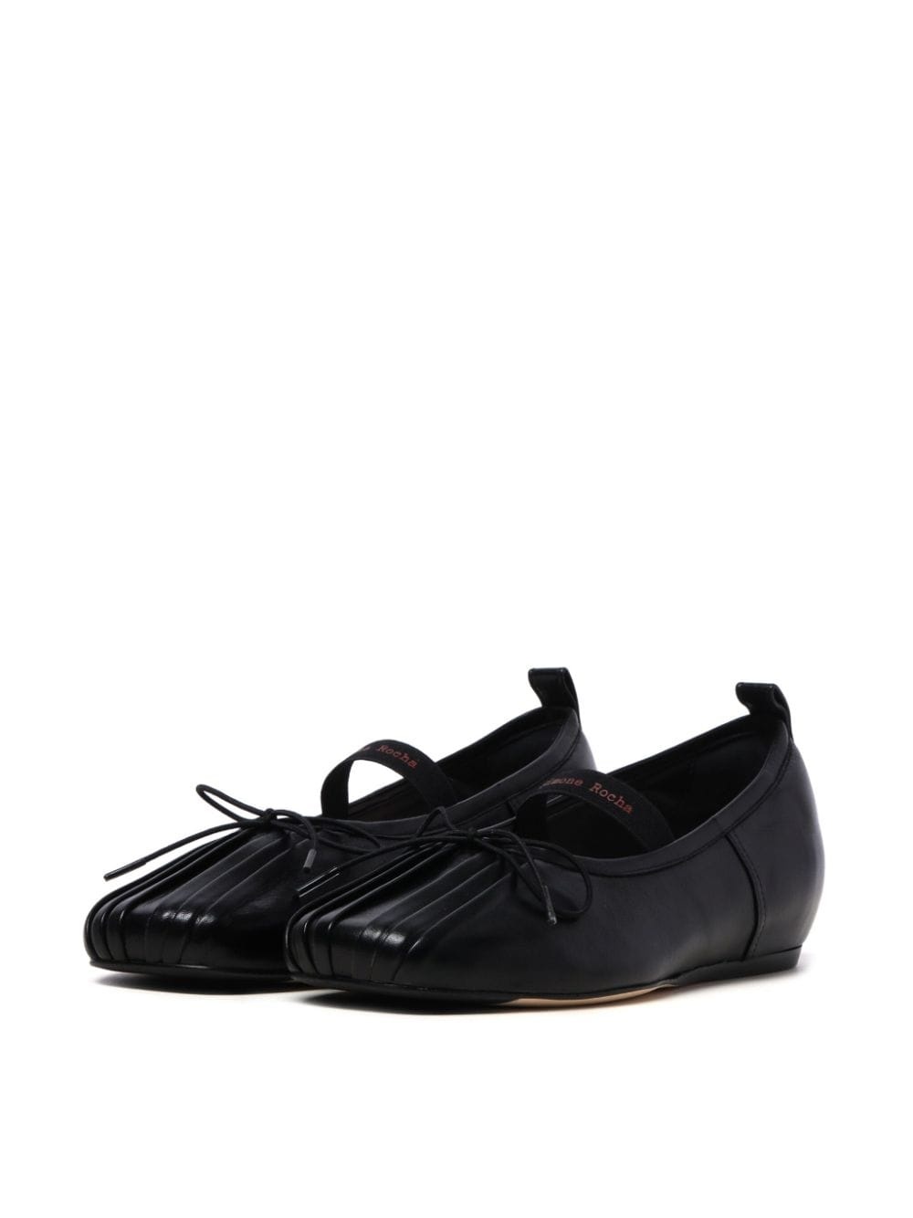 logo-strap leather ballerina shoes - 2