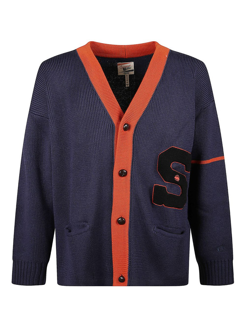 buttoned letter-detail cardigan 1