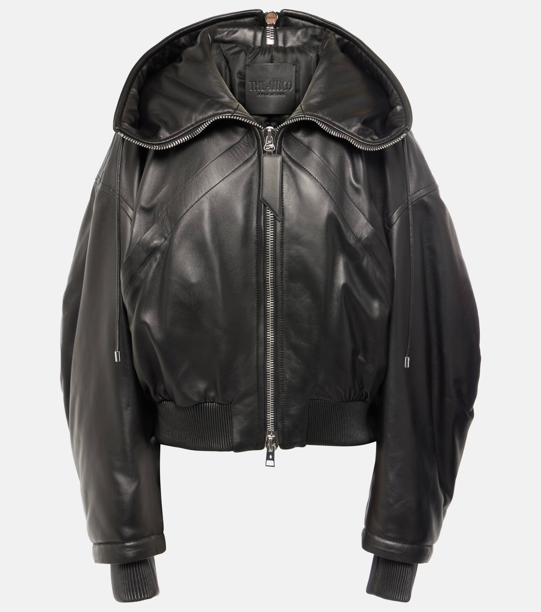 Oversized leather bomber jacket - 1