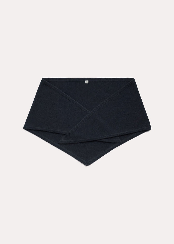 Maxi wool triangle scarf navy - 5